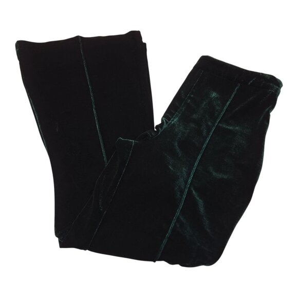 Lulus Womens Green Velvet Flared Pants Small Green Stretch Beautiful - Picture 1 of 12